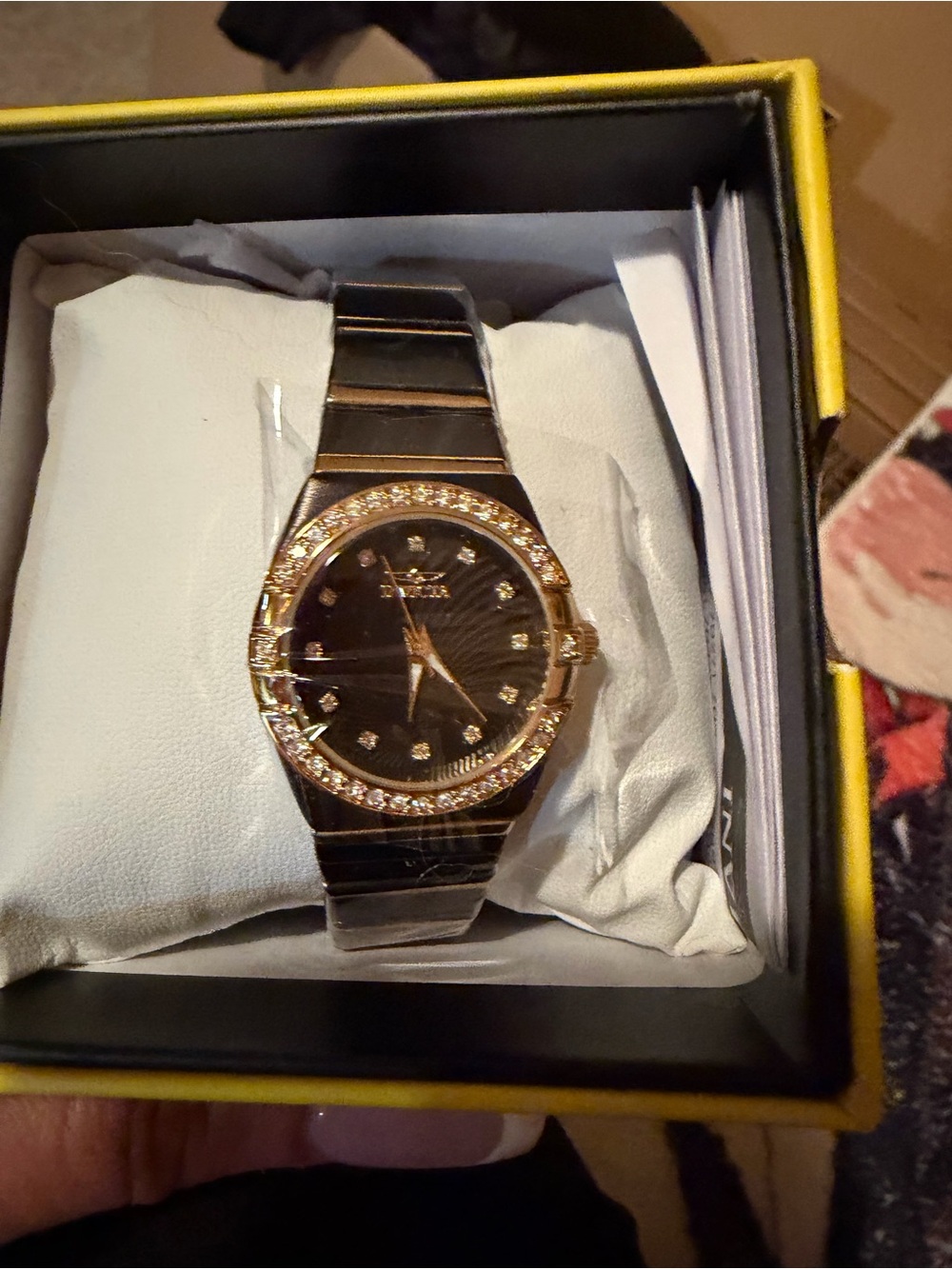 Invicta Black Dial Watch with Rose Gold Crystal Bezel - Picture 2 of 2